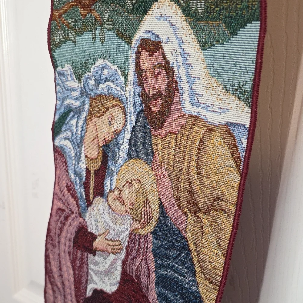 Religious Tapestry Wall Hanging Holy Family Christmas